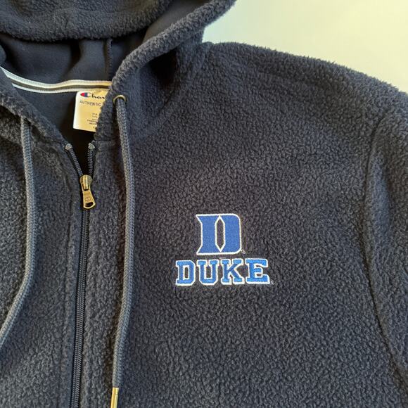 Duke University Champion Sherpa 1/2 Zip Pullover Hoodie Blue Devils Large EUC - Picture 3 of 10